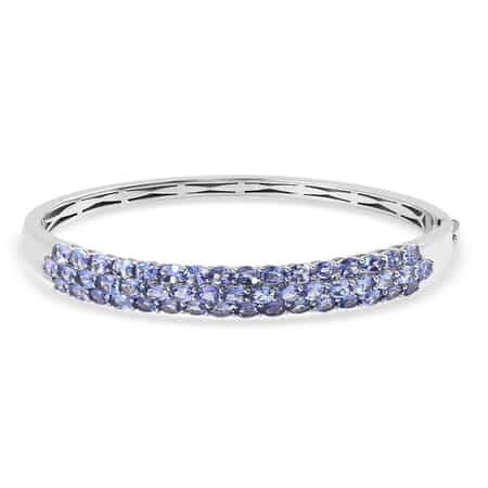 Tanzanite Bangle Bracelet in Platinum Over Sterling Silver (7.25 In) 7.25 ctw image number 0