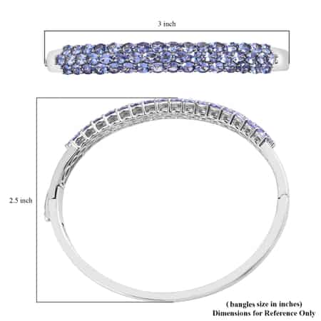 Tanzanite Bangle Bracelet in Platinum Over Sterling Silver (7.25 In) 7.25 ctw image number 5