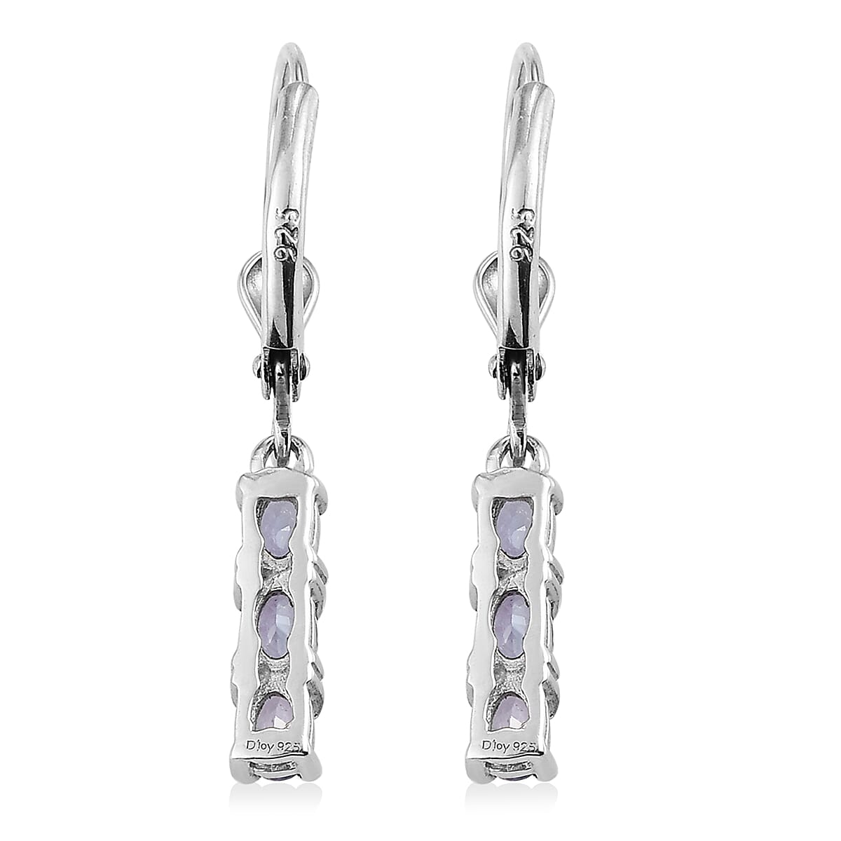 Tanzanite Lever Back Earrings in Platinum Over Sterling Silver 1.00 ctw