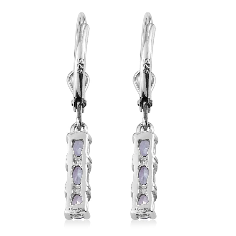 Tanzanite Lever Back Earrings in Platinum Over Sterling Silver 1.00 ctw