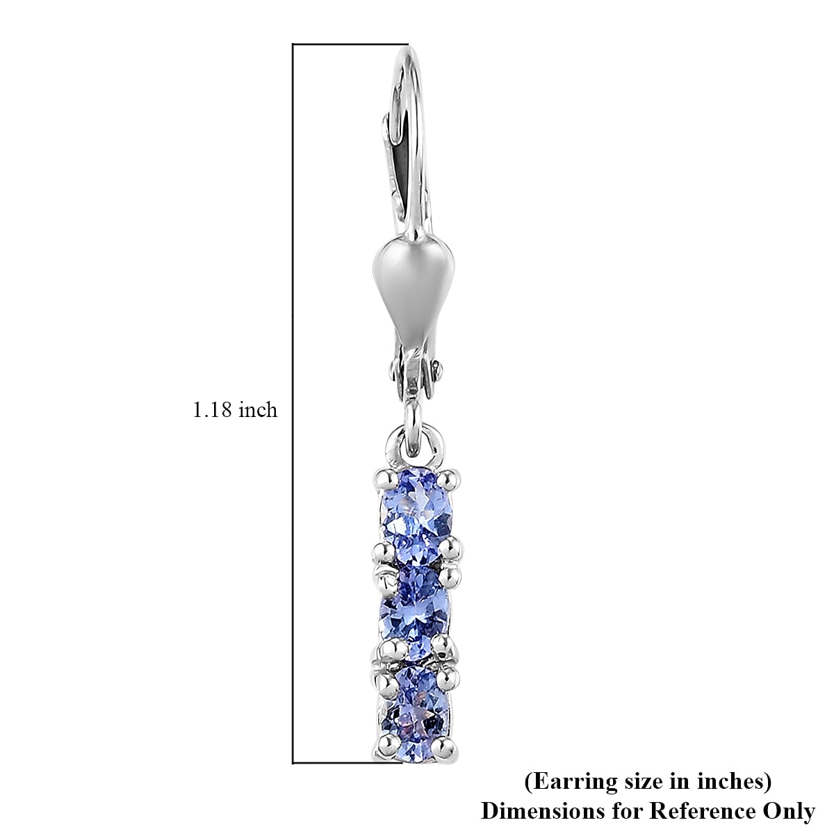 Tanzanite Lever Back Earrings in Platinum Over Sterling Silver 1.00 ctw image number 5
