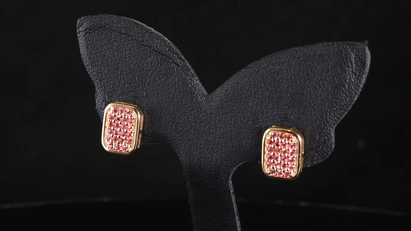 D''Joy Premium Padparadscha Sapphire Earrings in 18K Vermeil YG Over Sterling Silver 0.50 ctw
