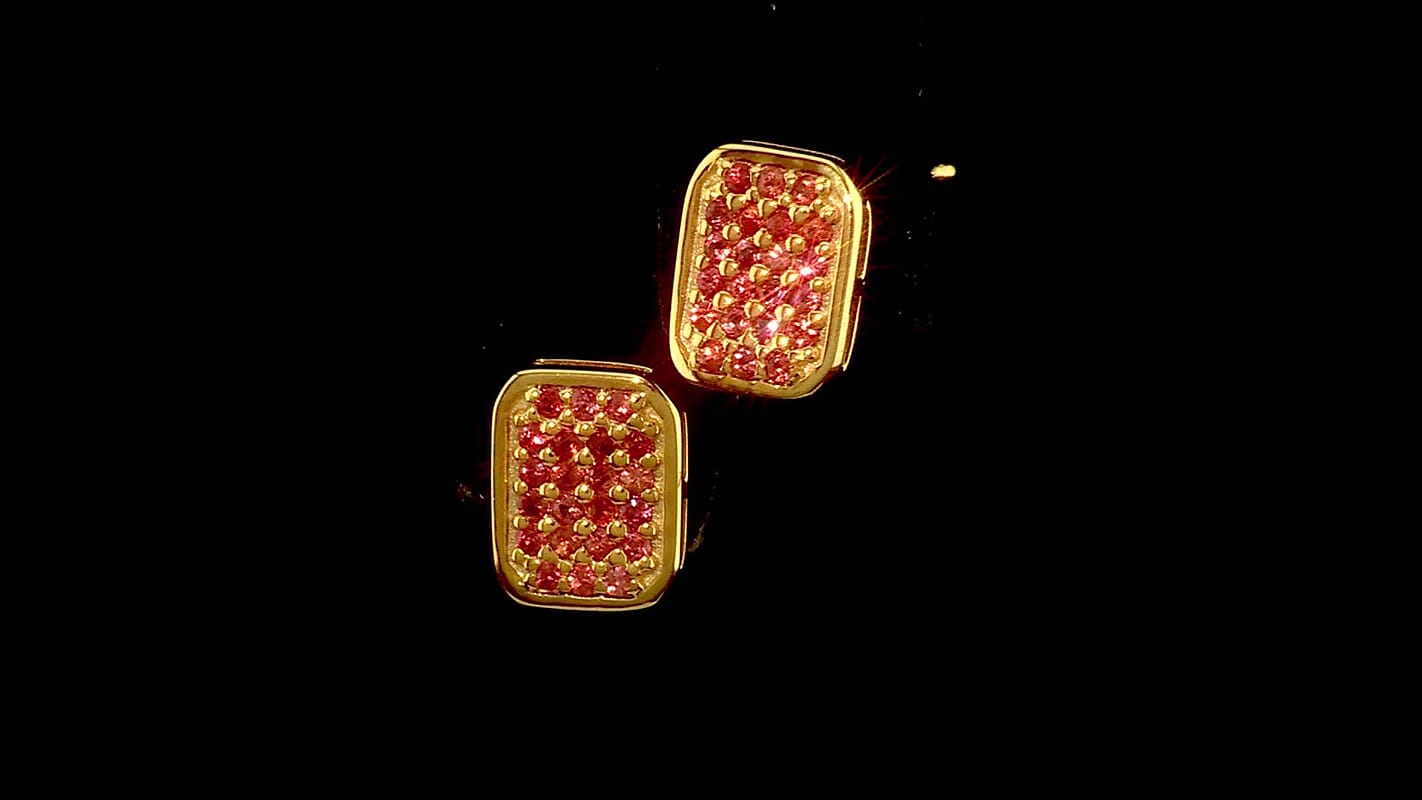 D''Joy Premium Padparadscha Sapphire Earrings in 18K Vermeil YG Over Sterling Silver 0.50 ctw