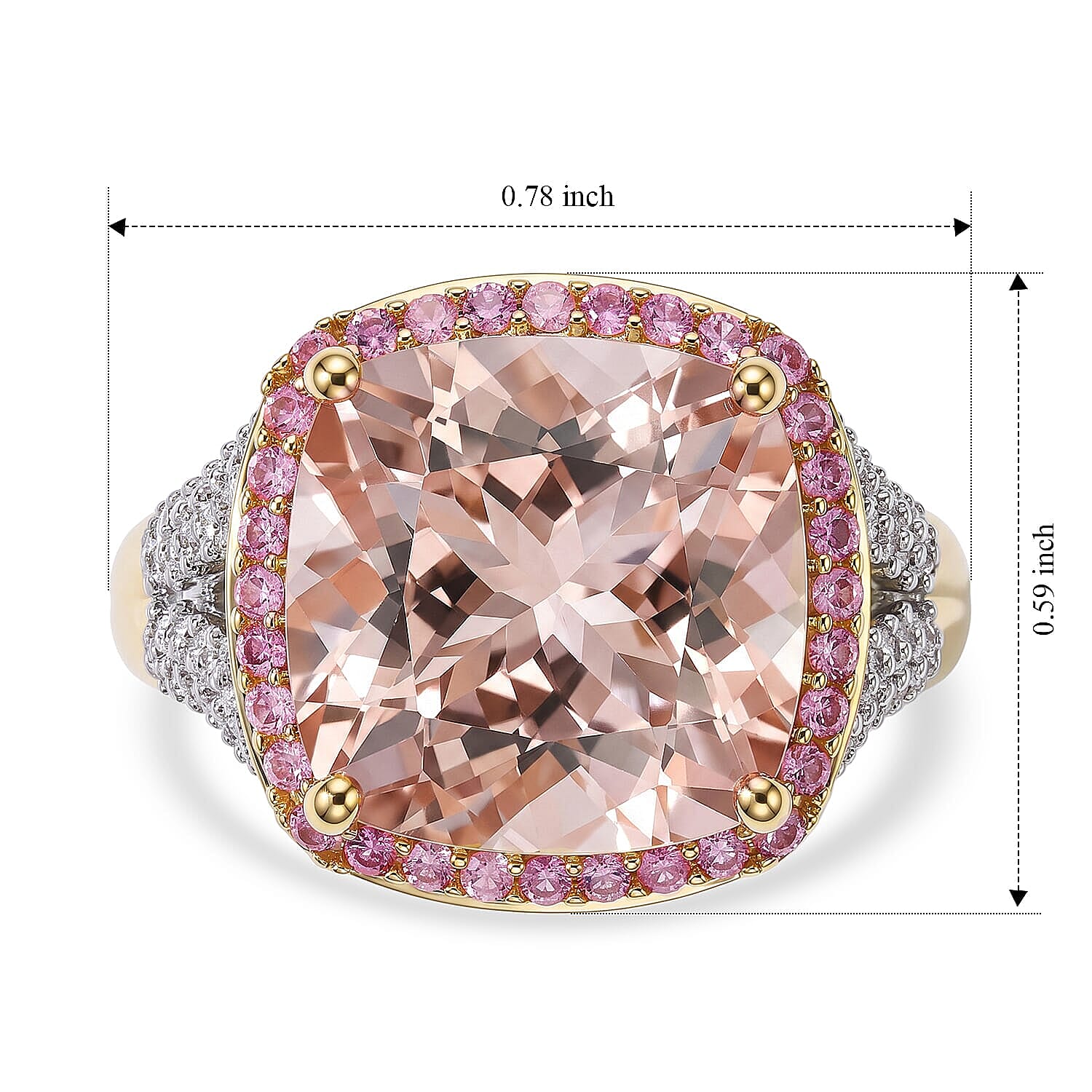 Luxoro AAA Marropino Morganite and Madagascar Pink Sapphire and Diamond I2 7.10 ctw Rose Crown Ring in 10K Rose Gold (Size 5.0) 5.25 Grams