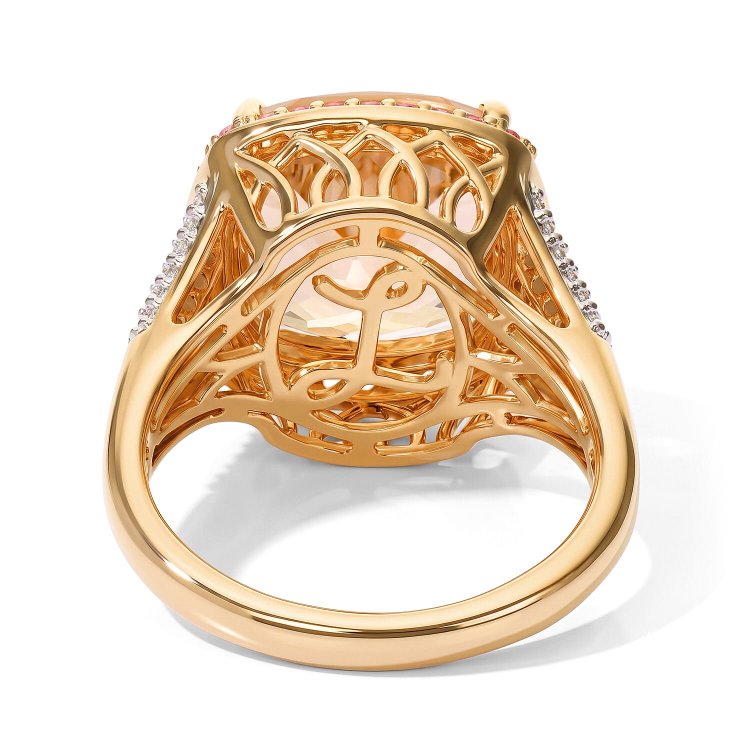 Luxoro AAA Marropino Morganite and Madagascar Pink Sapphire and Diamond I2 7.10 ctw Ring in 10K Rose Gold (Size 6.0) 5.25 Grams