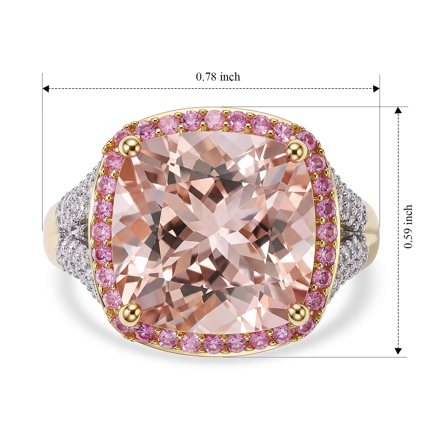 Luxoro AAA Marropino Morganite and Madagascar Pink Sapphire and Diamond I2 7.10 ctw Ring in 10K Rose Gold (Size 6.0) 5.25 Grams