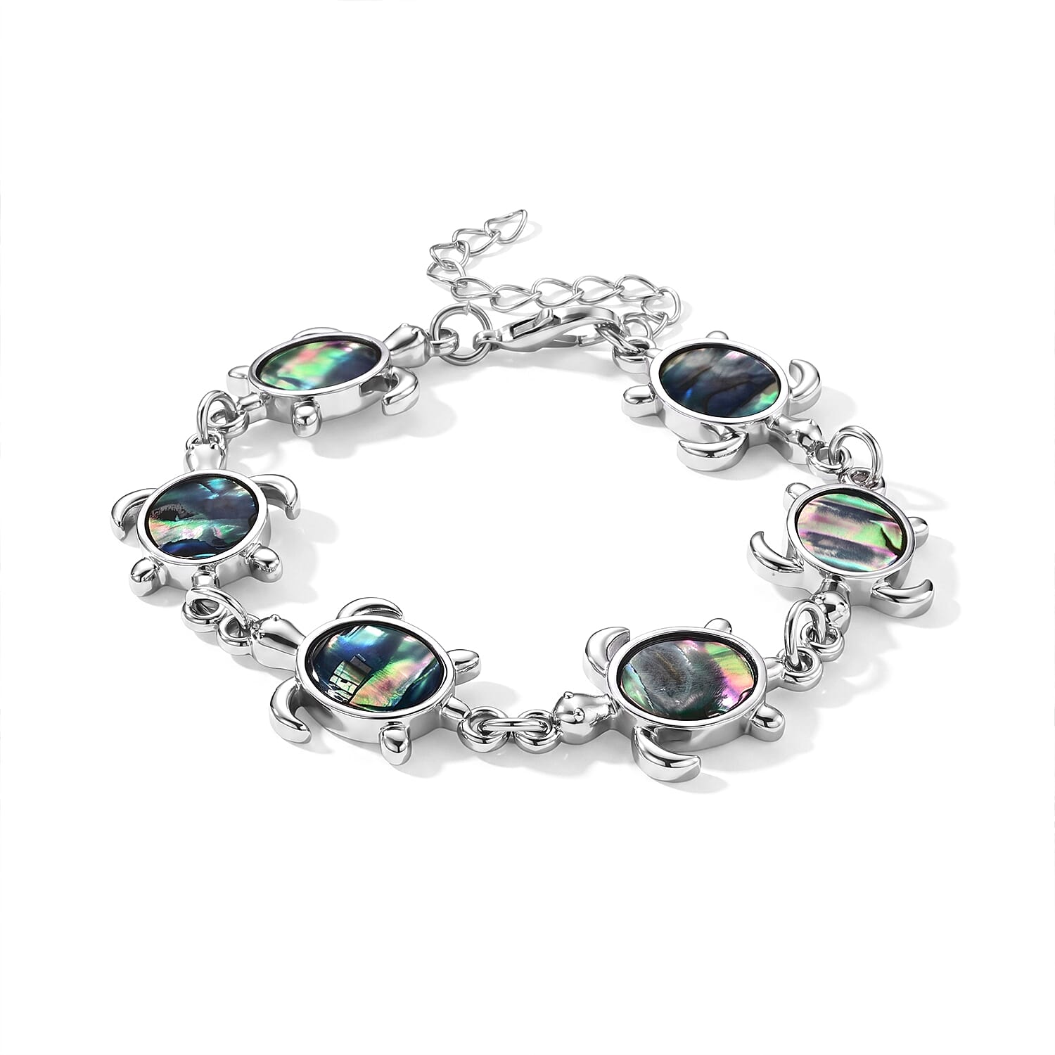 Abalone Shell Sea Turtle Bracelet in Silvertone (7.50 In)