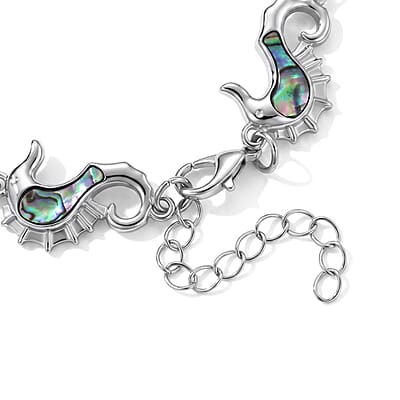 Abalone Shell Hippocampus Bracelet in Silvertone (7.50 In)