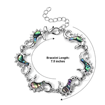 Abalone Shell Hippocampus Bracelet in Silvertone (7.50 In)