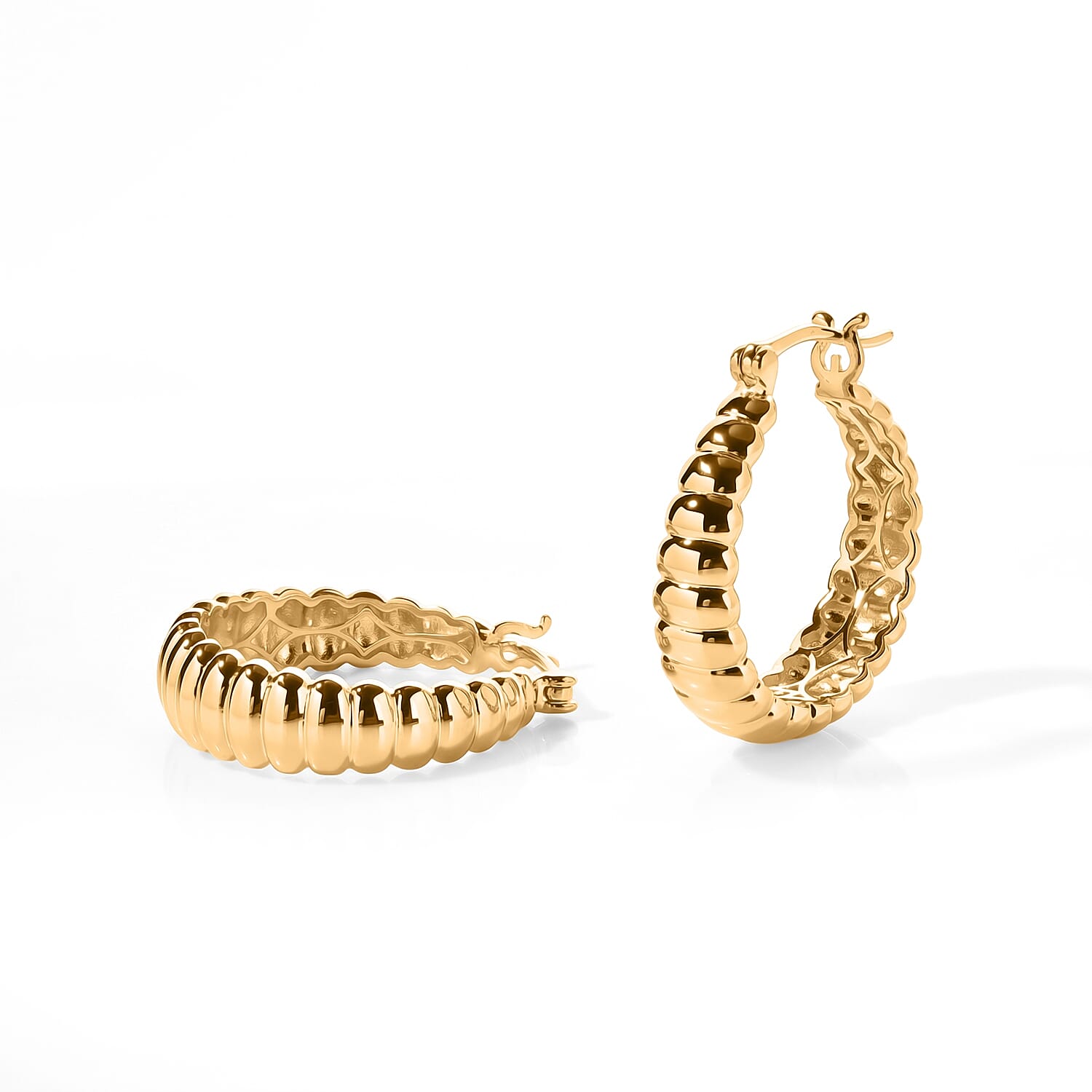 EverTrue Hammered Elegance Hoop Earrings in 18K YG Plated