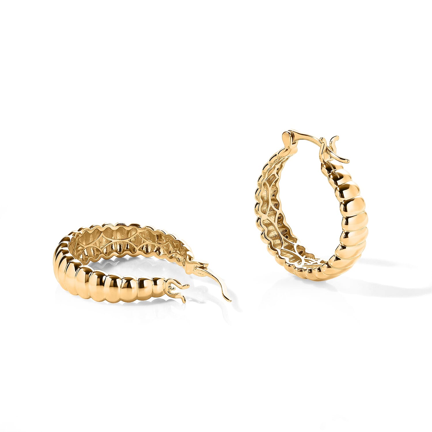 EverTrue Hammered Elegance Hoop Earrings in 18K YG Plated