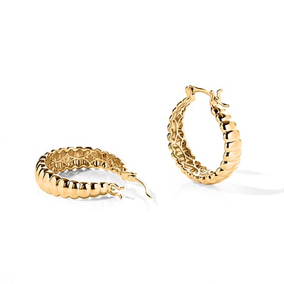 EverTrue Hammered Elegance Hoop Earrings in 18K YG Plated