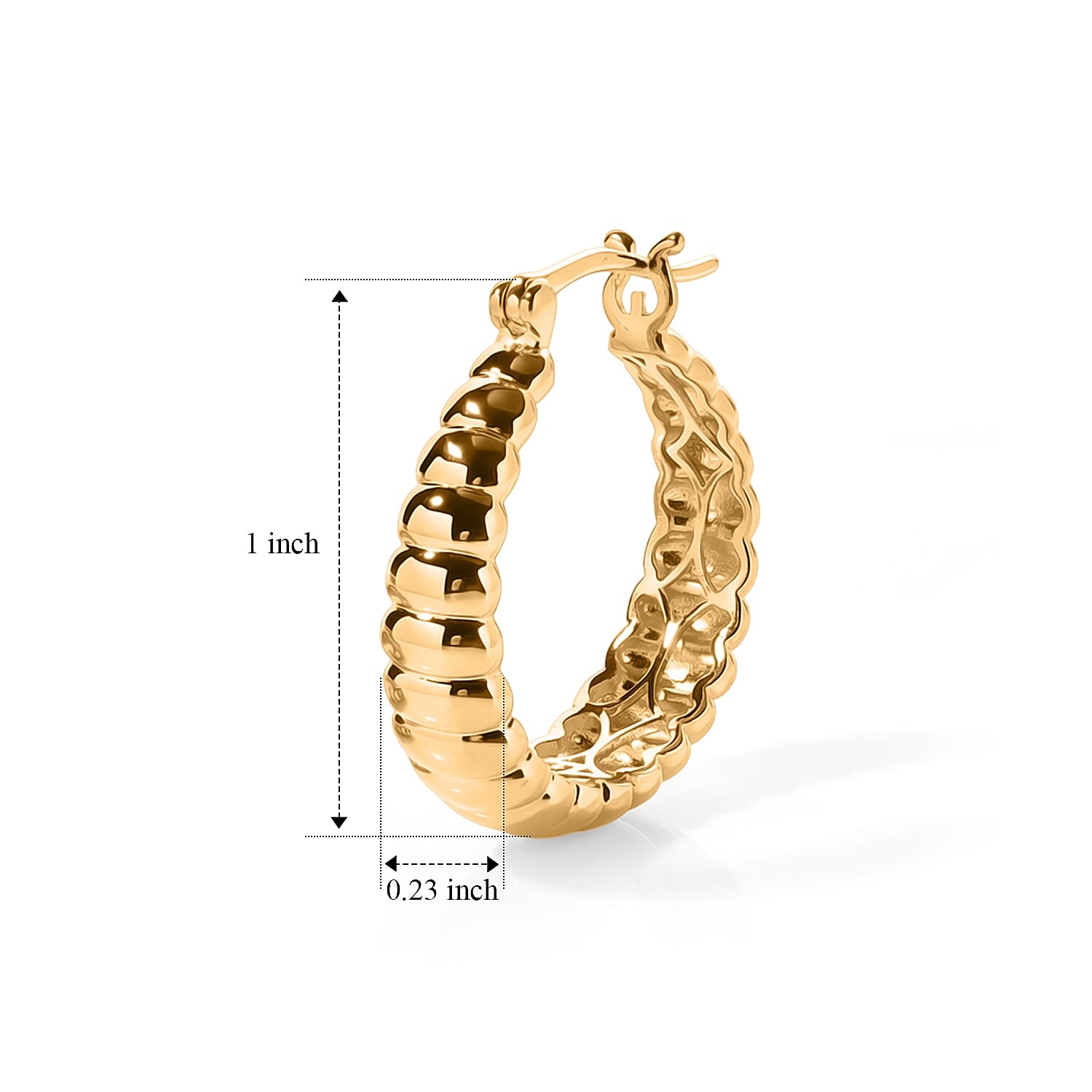 EverTrue Hammered Elegance Hoop Earrings in 18K YG Plated
