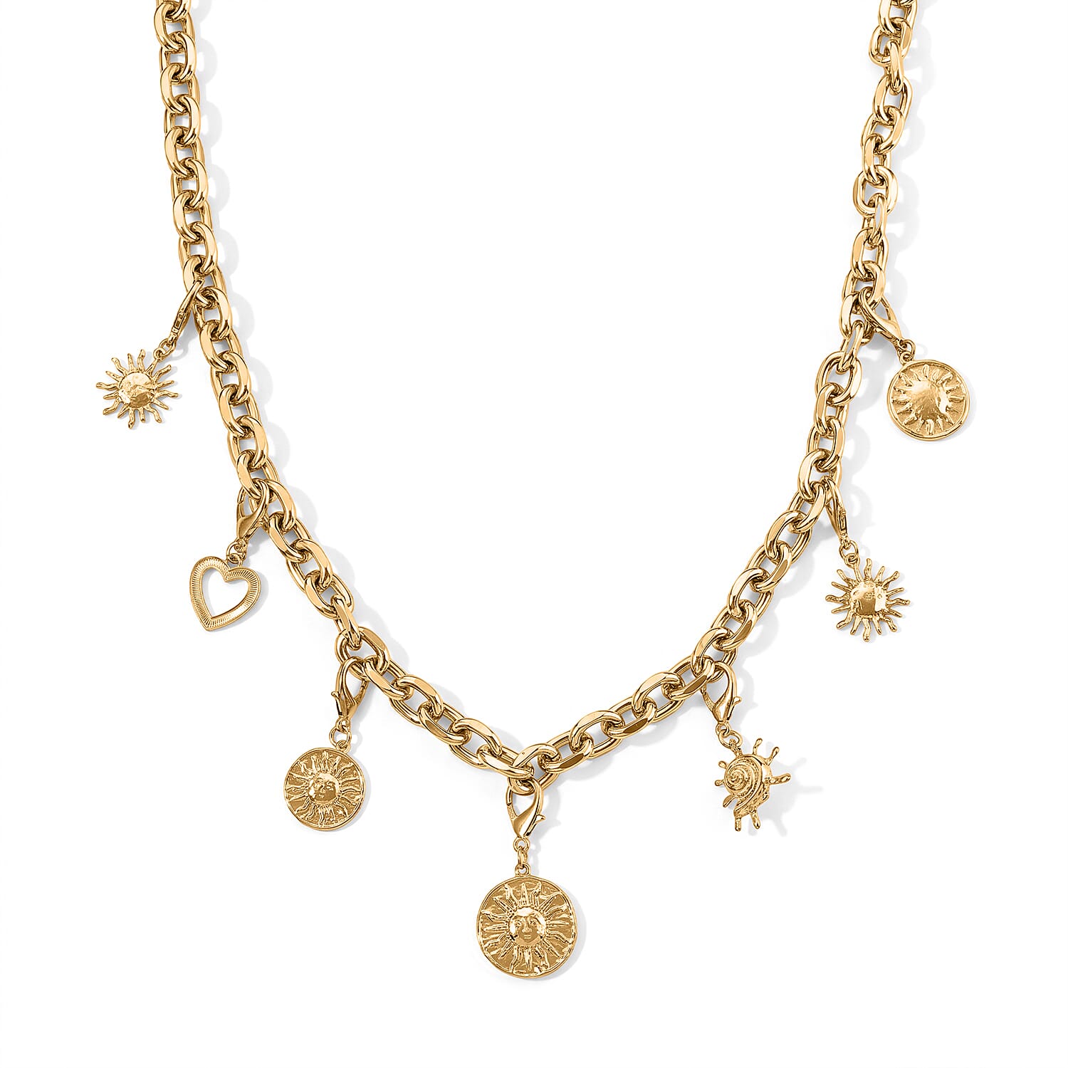 Assorted Symbolic Charms Necklace in Goldtone (20.5-22.5 Inches)