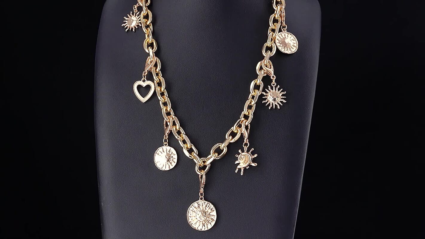 Assorted Symbolic Charms Necklace in Goldtone (20.5-22.5 Inches)