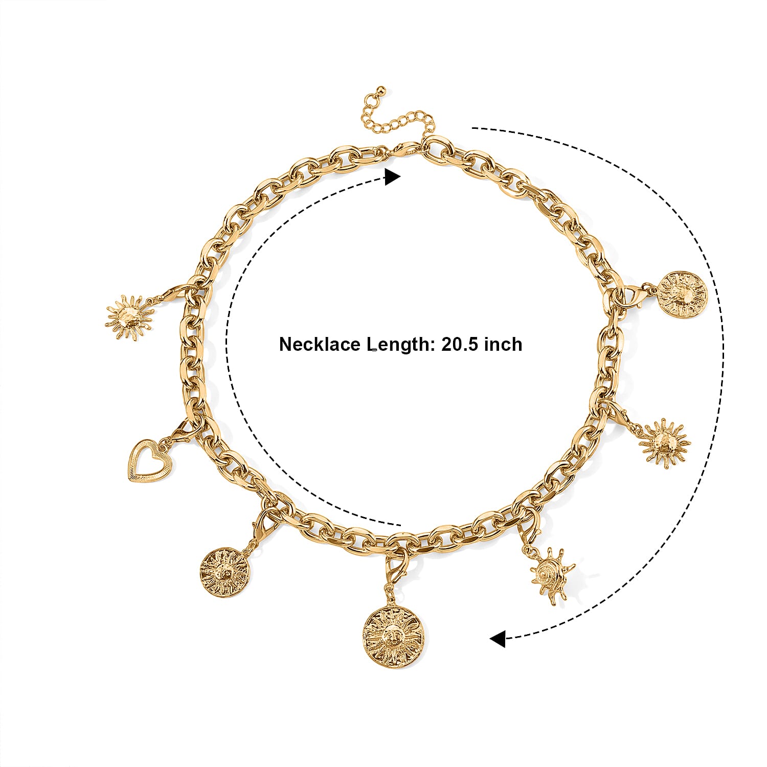 Assorted Symbolic Charms Necklace in Goldtone (20.5-22.5 Inches)
