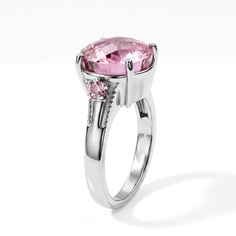 EverTrue Simulated Pink Diamond Ring in Stainless Steel (Size 5.0)