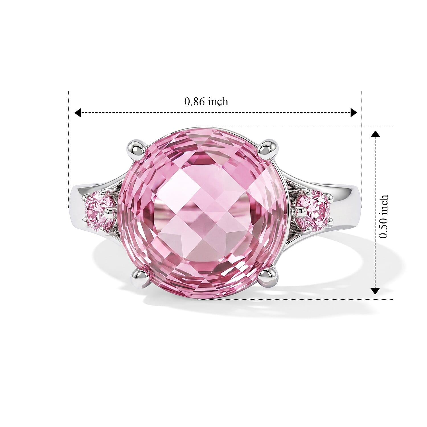 EverTrue Simulated Pink Diamond Ring in Stainless Steel (Size 5.0)