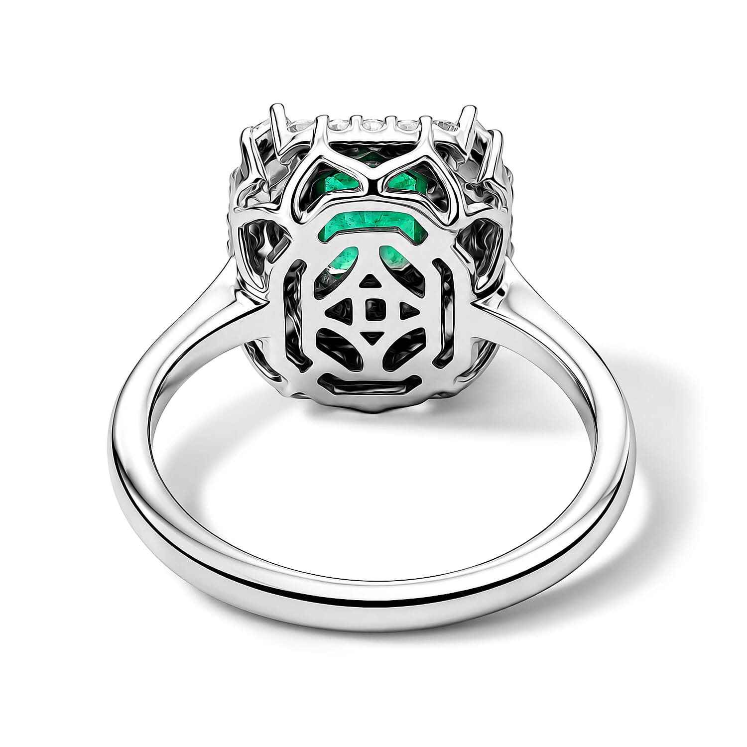 Certified and Appraised D'Joy Premium Kagem Zambian Emerald and Moissanite 1.50 ctw Ring in Rhodium Over Sterling Silver (Size 6.0)