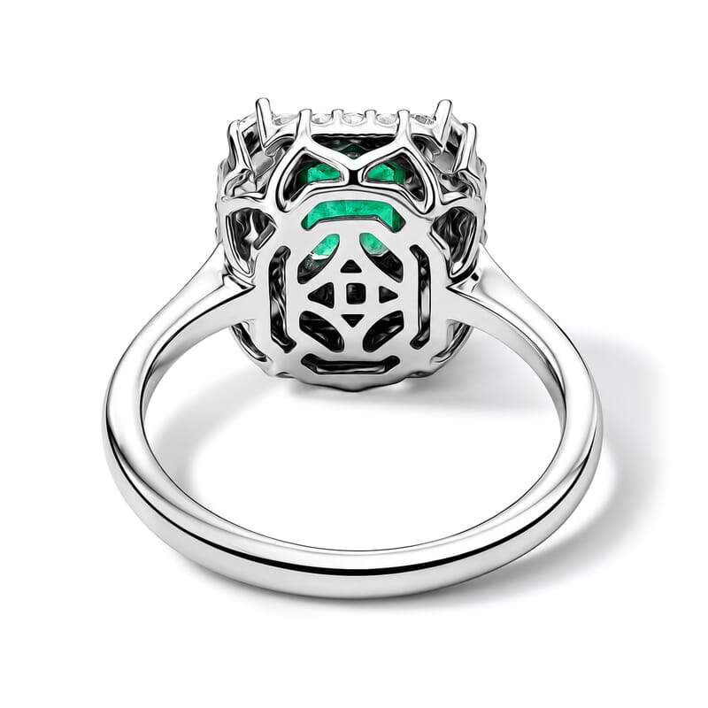Certified and Appraised D'Joy Premium Kagem Zambian Emerald and Moissanite 1.50 ctw Ring in Rhodium Over Sterling Silver (Size 6.0)