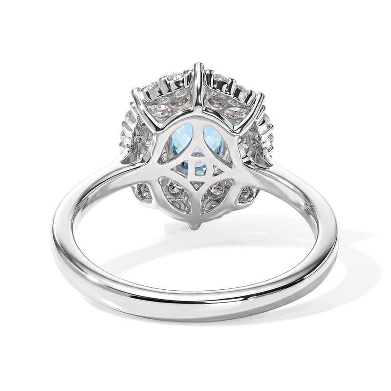 Certified and Appraised D'Joy Premium Betroka Blue Apatite and Moissanite 1.30 ctw Ring in Rhodium Over Sterling Silver (Size 7.0)