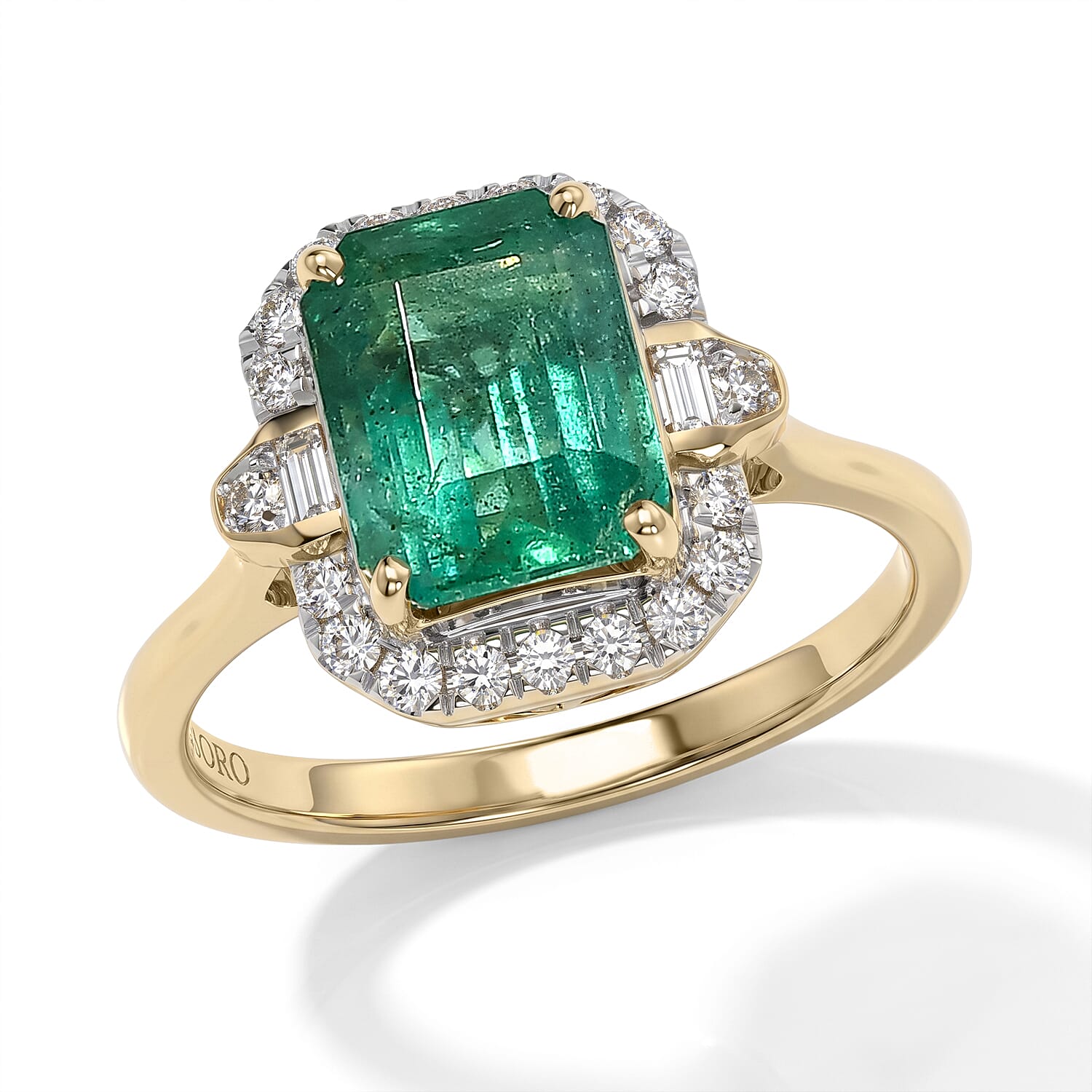 Certified and Appraised Luxoro AAA Kagem Zambian Emerald and Diamond (I2) 2.90 ctw Ring in 10K Yellow Gold (Size 6.0)