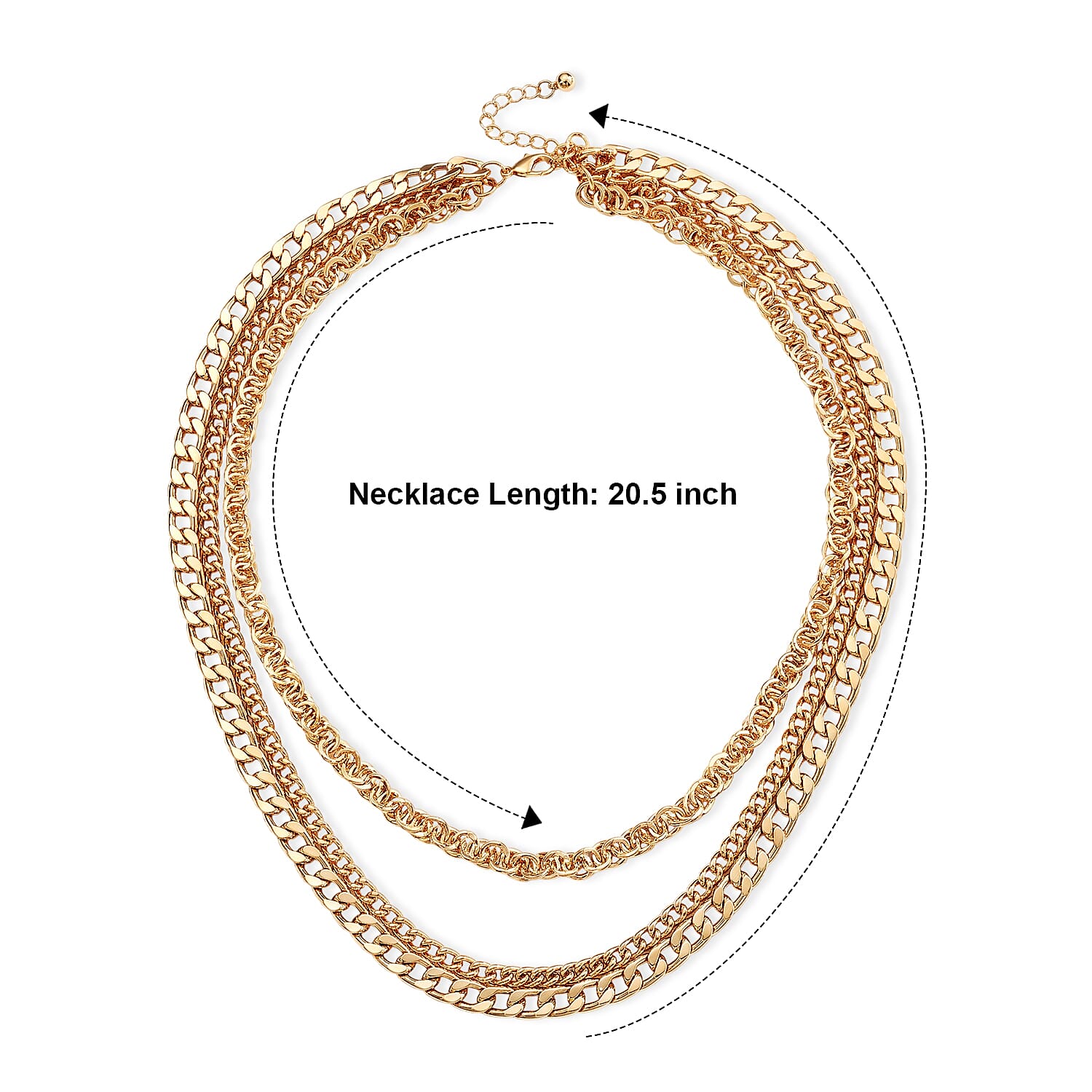 Three-layer Necklace in Goldtone (20.5 Inches)
