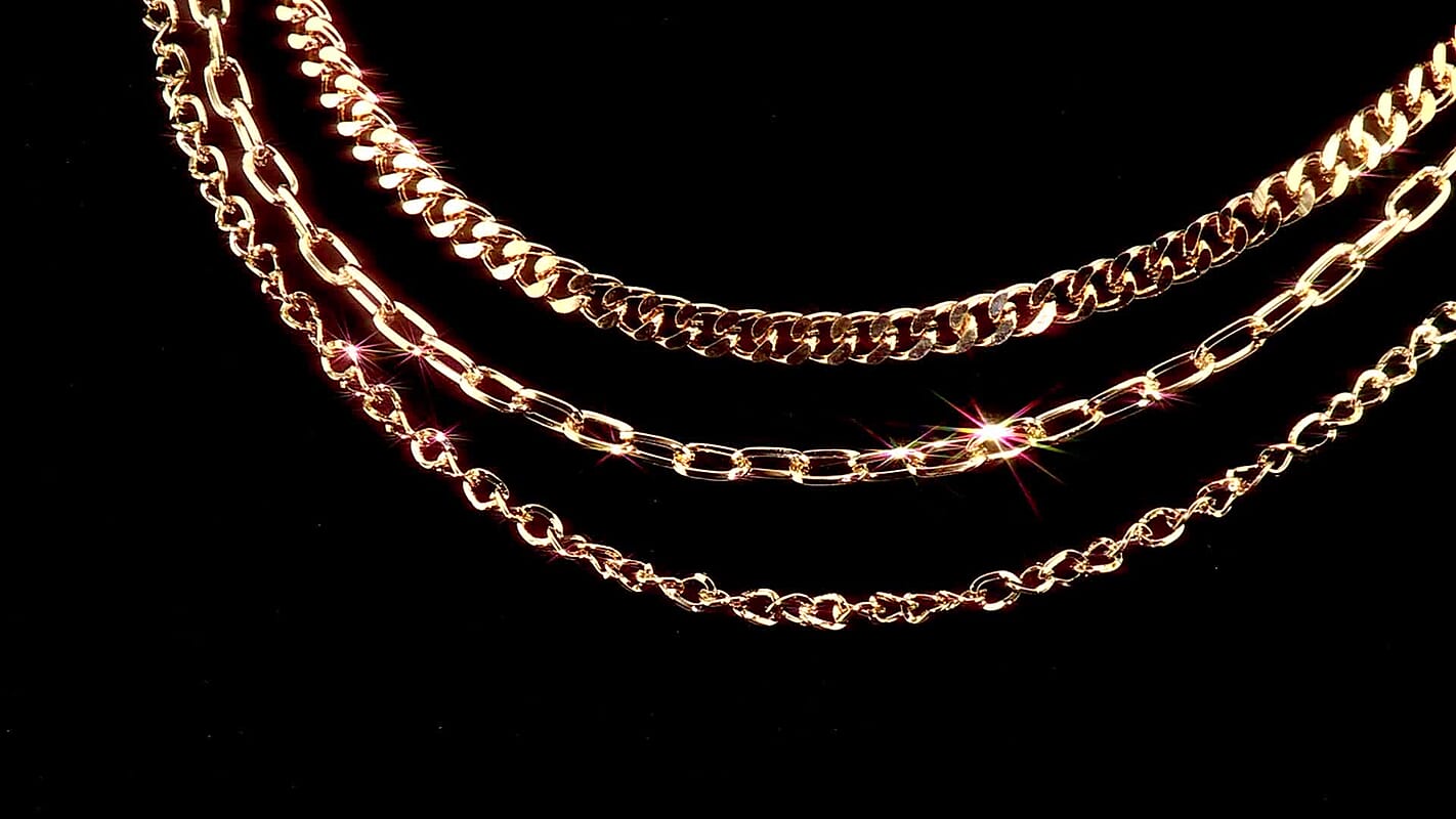 Fashionable Three-Layer Necklace in Goldtone (20.5 Inches)
