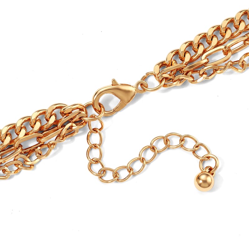 Fashionable Three-Layer Necklace in Goldtone (20.5 Inches)