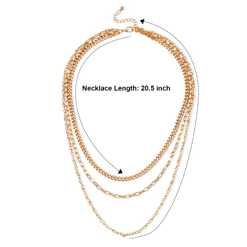 Fashionable Three-Layer Necklace in Goldtone (20.5 Inches)