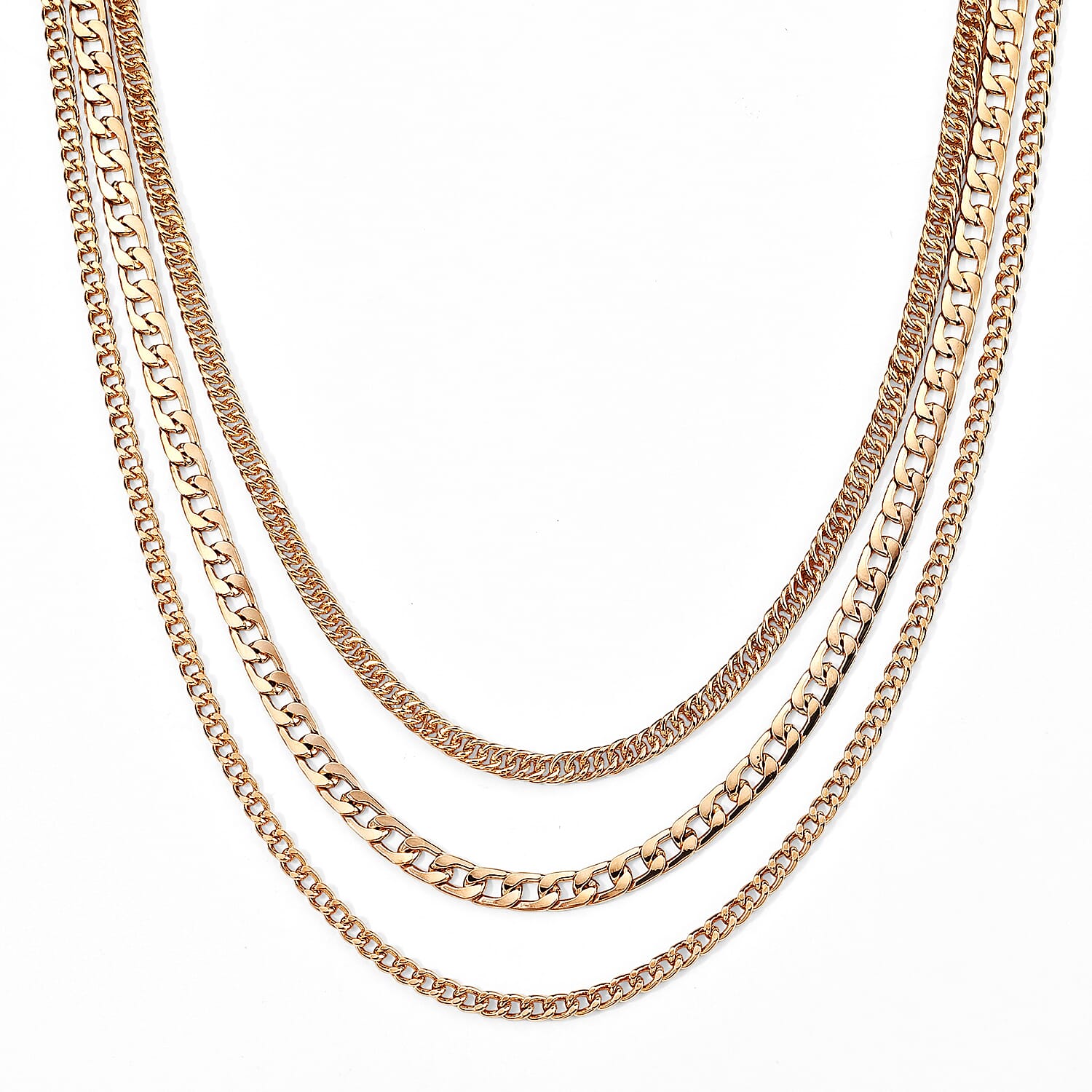 Three-Layer Necklace Goldtone 20.5 Inches