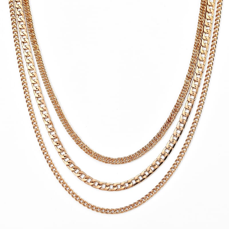 Fashionable Three-Layer Necklace in Goldtone (20.5 Inches)