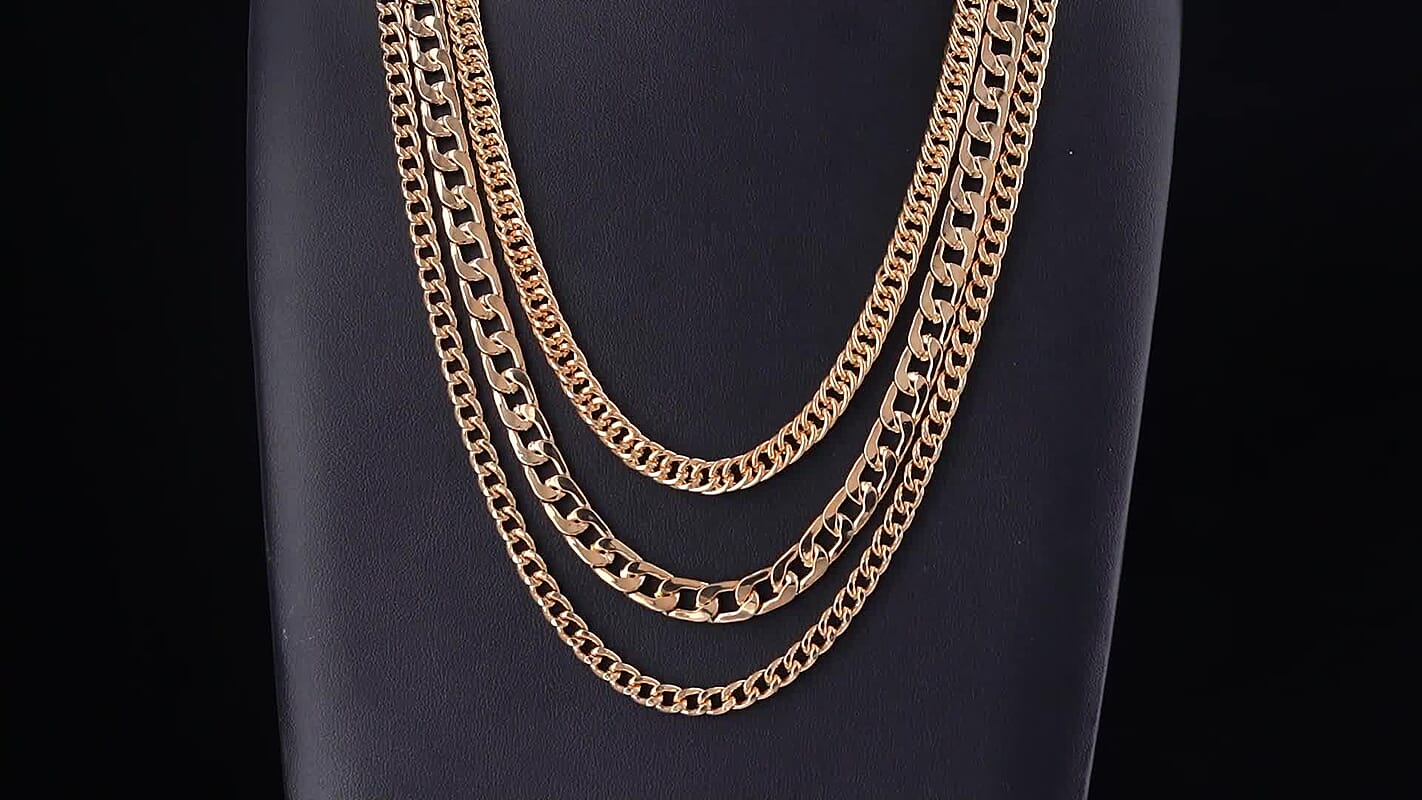 Three-Layer Necklace Goldtone 20.5 Inches