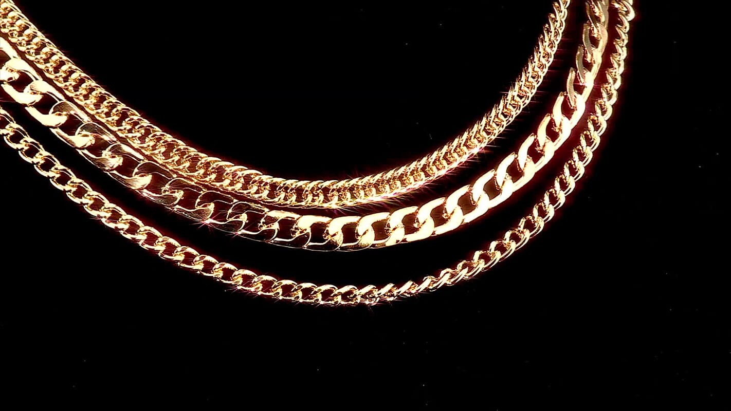 Three-Layer Necklace Goldtone 20.5 Inches