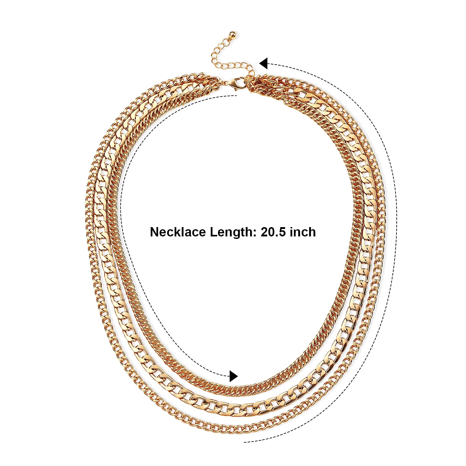 Fashionable Three-Layer Necklace in Goldtone (20.5 Inches)