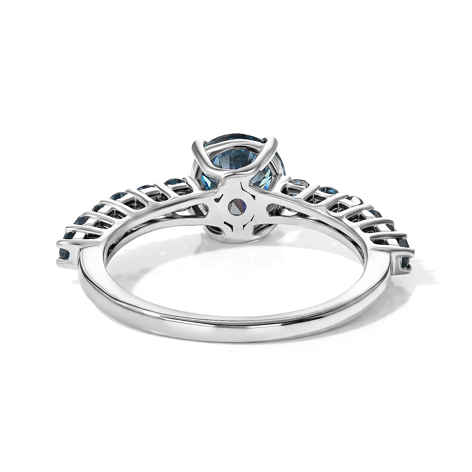 SGL Certified Luxuriant Lab Grown Blue Diamond (IR) (SI) 1.50 ctw Signature Embrace Ring in Rhodium Over Sterling Silver (Size 6.0)