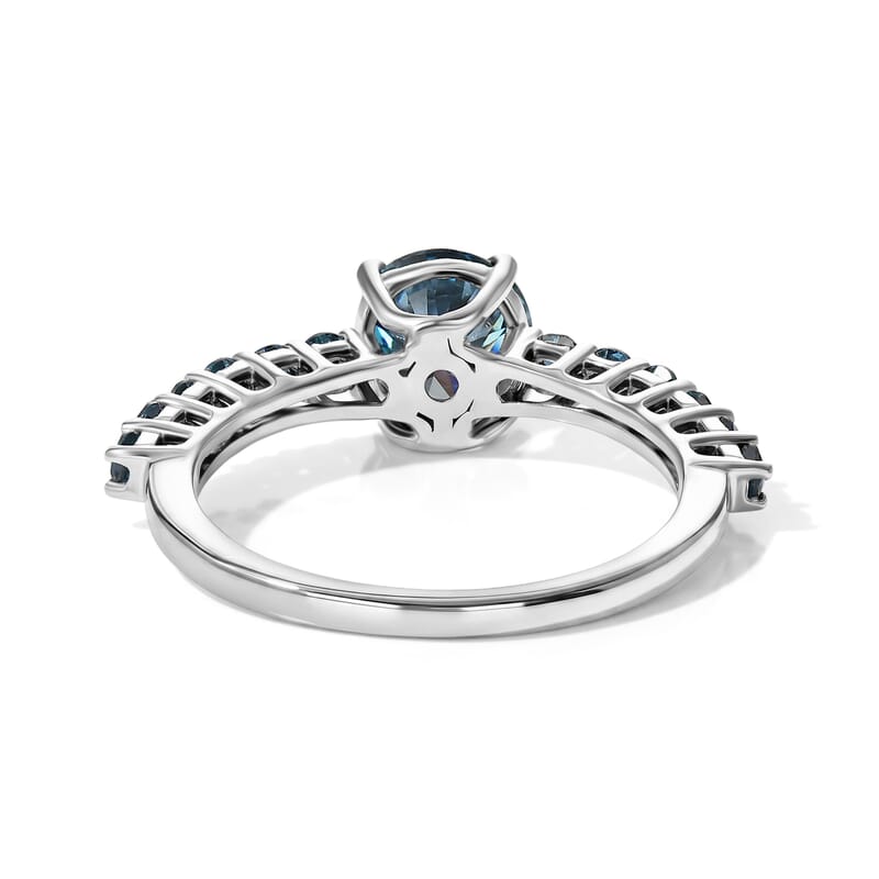 SGL Certified Luxuriant Lab Grown Blue Diamond (IR) (SI) 1.50 ctw Signature Embrace Ring in Rhodium Over Sterling Silver (Size 6.0)