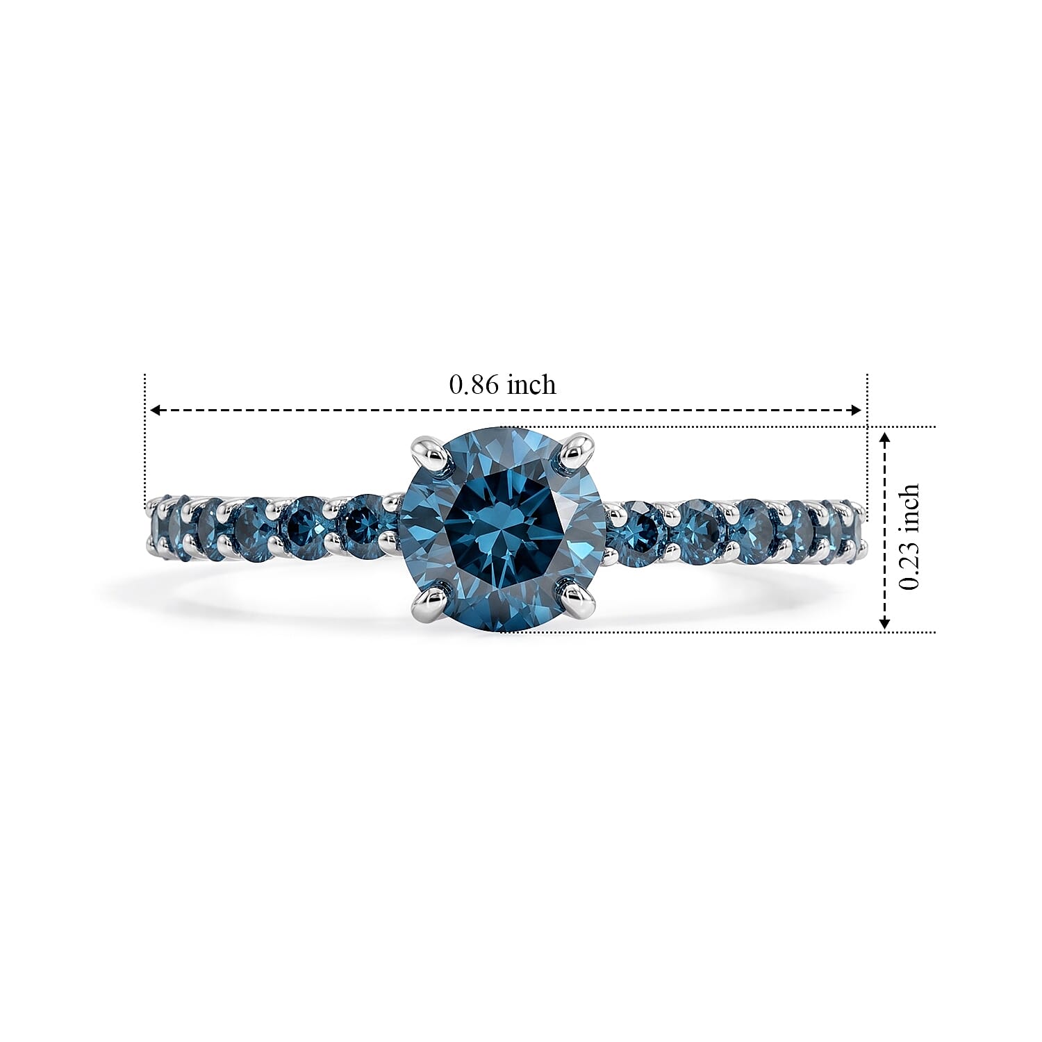 SGL Certified Luxuriant Lab Grown Blue Diamond (IR) (SI) 1.50 ctw Signature Embrace Ring in Rhodium Over Sterling Silver (Size 6.0)