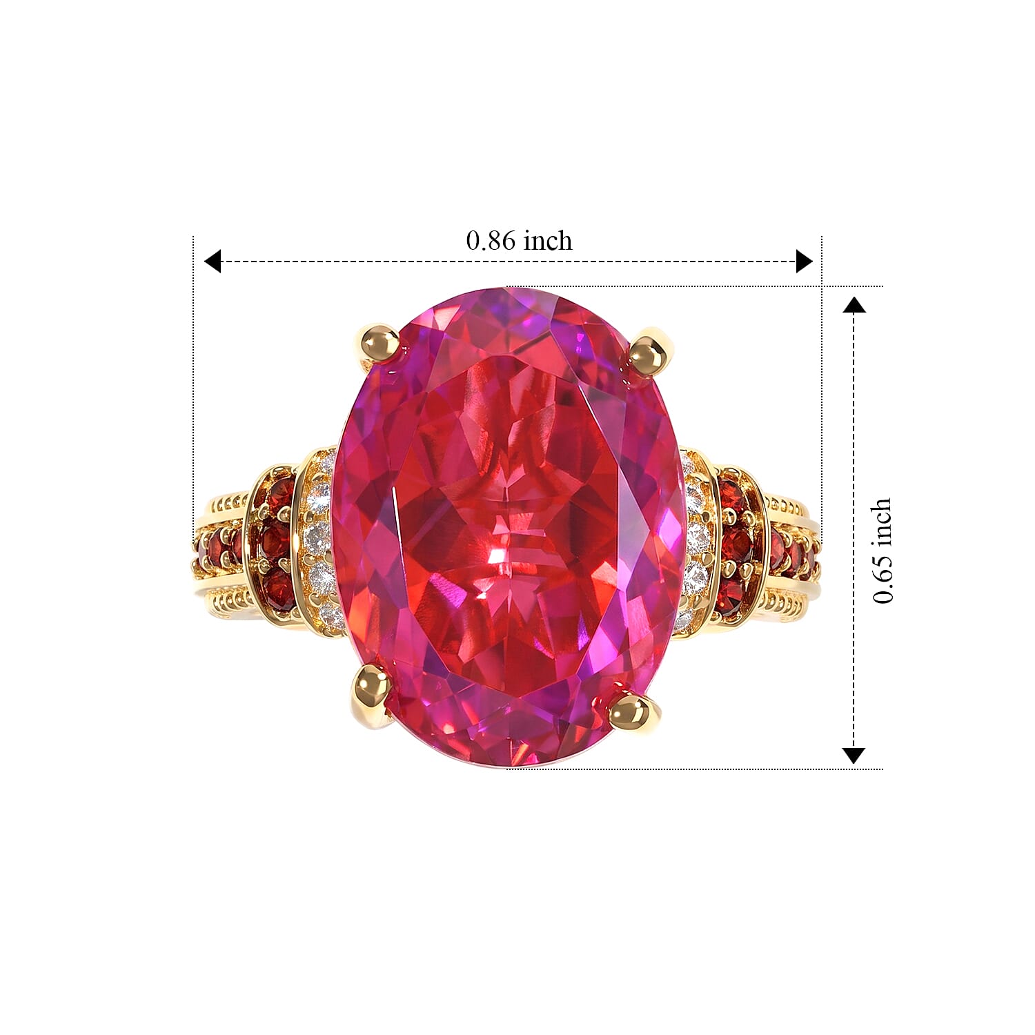 EverTrue Volcanic Triplet Quartz and Multi Gemstone 10.80 ctw Ring in 18K YG Plated (Size 5.0)