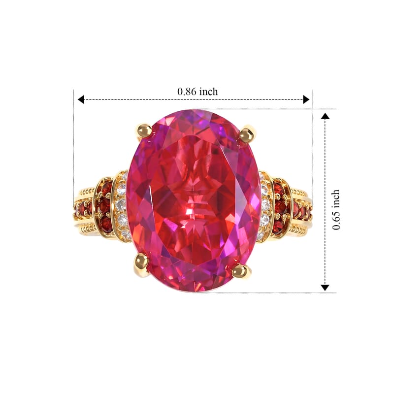 EverTrue Volcanic Triplet Quartz and Multi Gemstone 10.80 ctw Ring in 18K YG Plated (Size 5.0)