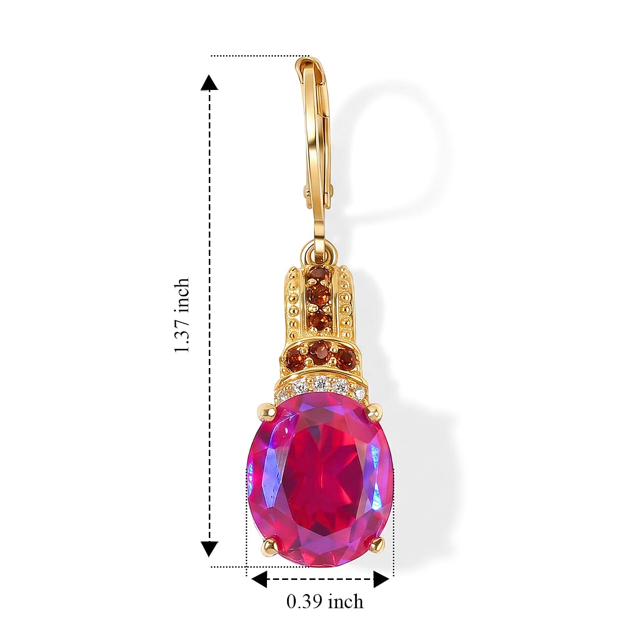 EverTrue Volcanic Triplet Quartz and Multi Gemstone 11.50 ctw Solitaire Lever Back Earrings in 18K YG Plated