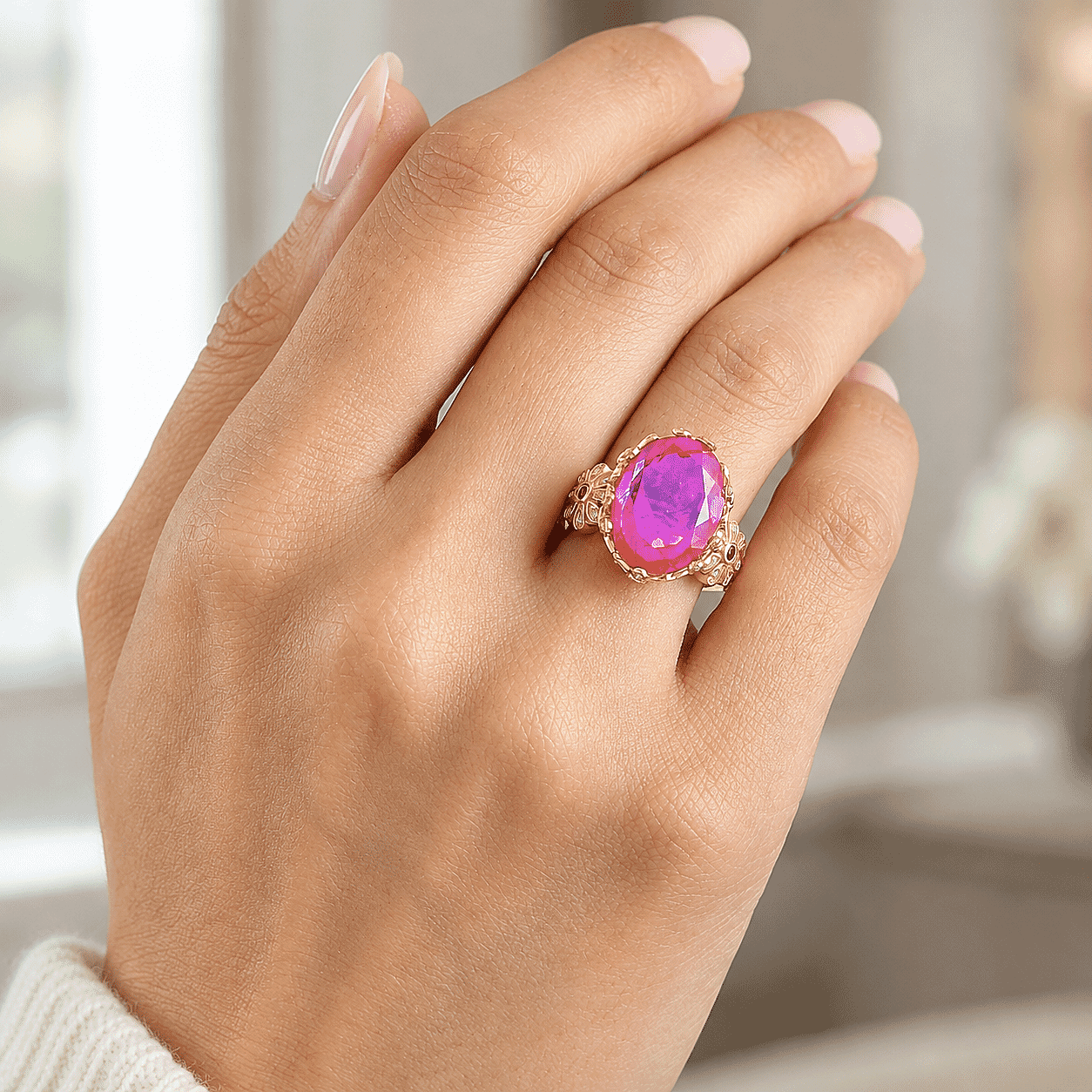 EverTrue Volcanic Triplet Quartz and Multi Gemstone 11.00 ctw Ring in 18K YG Plated (Size 5.0)