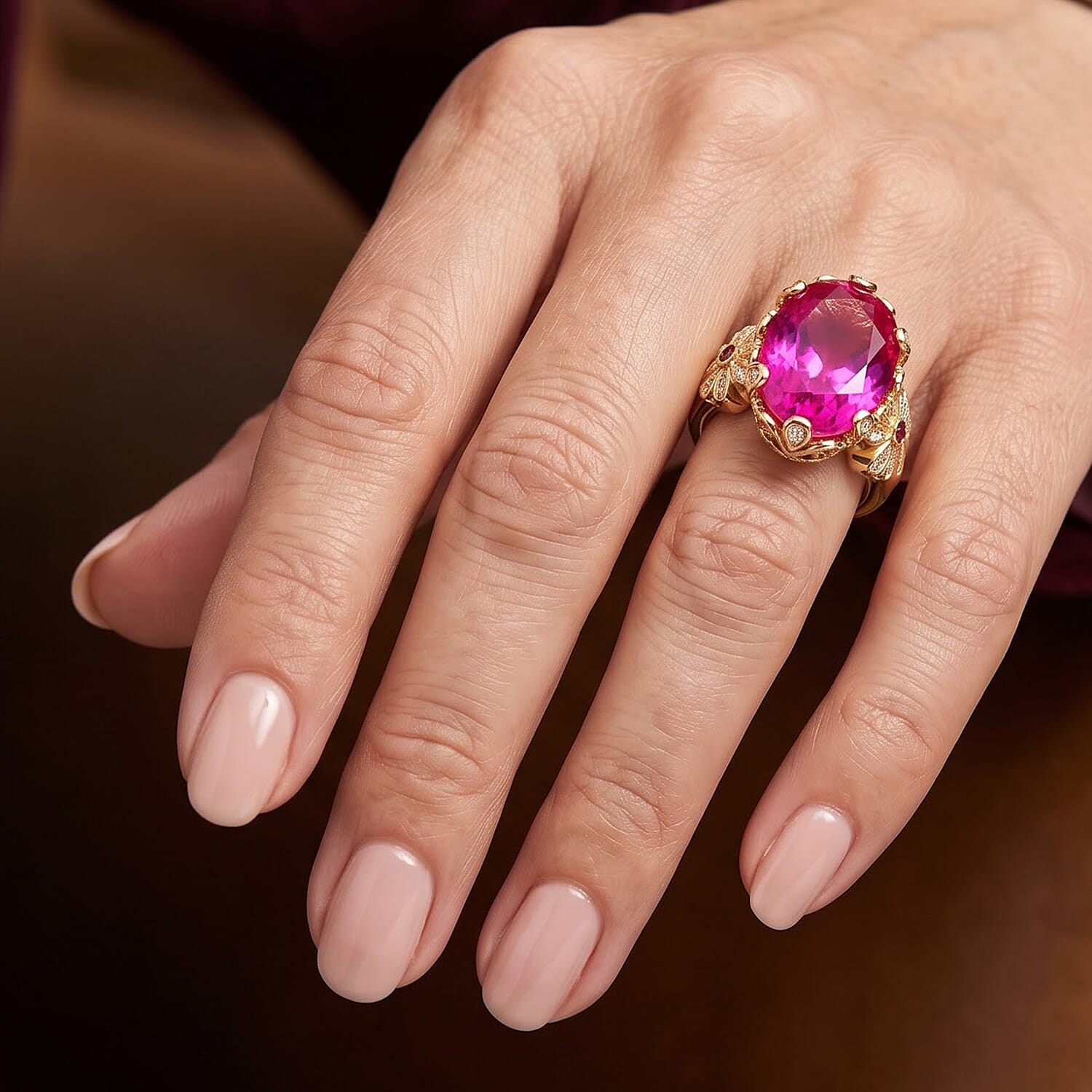 EverTrue Volcanic Triplet Quartz and Multi Gemstone 11.00 ctw Ring in 18K YG Plated (Size 5.0)
