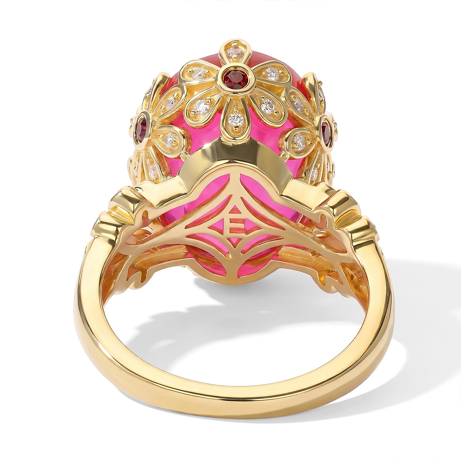 EverTrue Volcanic Triplet Quartz and Multi Gemstone 11.00 ctw Ring in 18K YG Plated (Size 5.0)