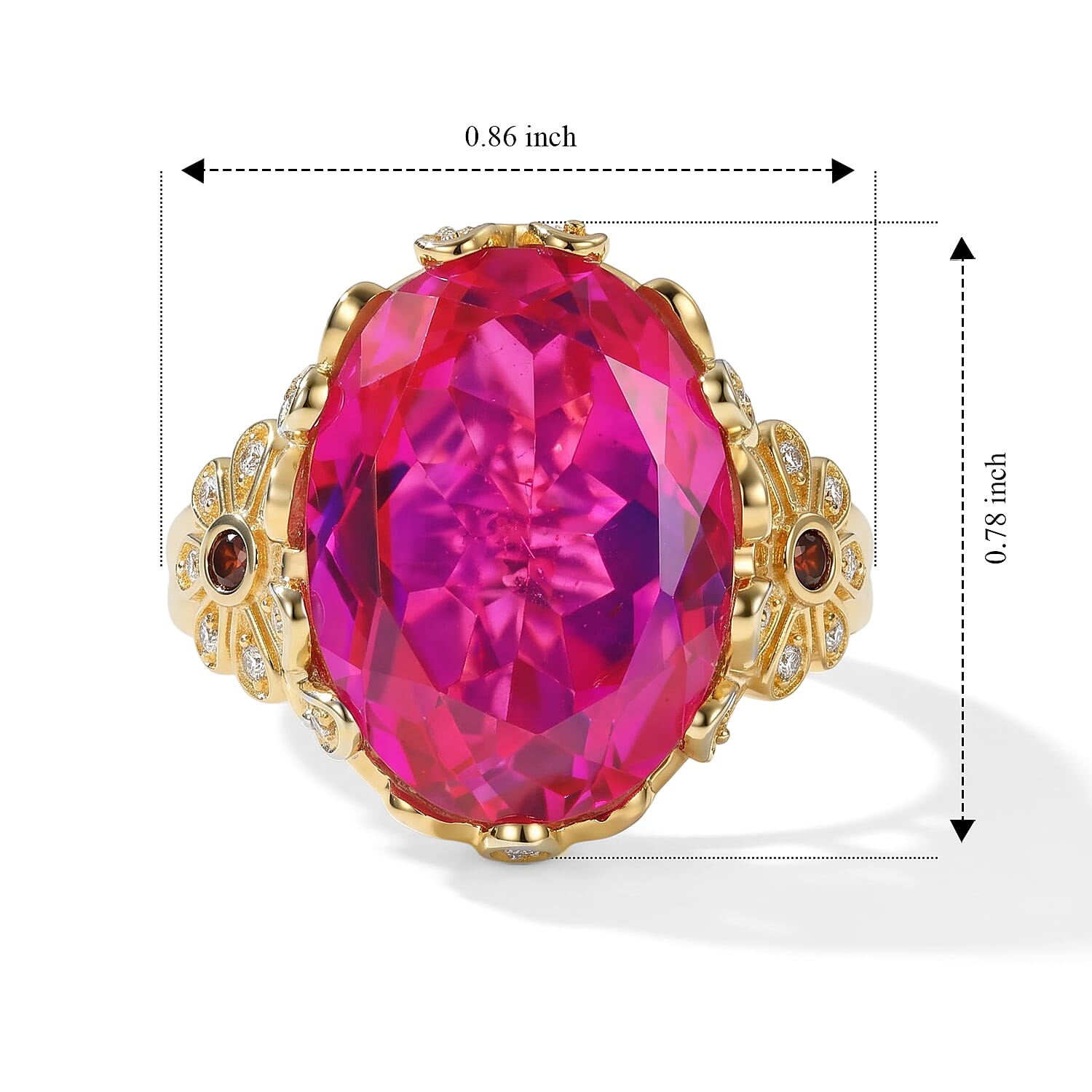 EverTrue Volcanic Triplet Quartz and Multi Gemstone 11.00 ctw Ring in 18K YG Plated (Size 5.0)