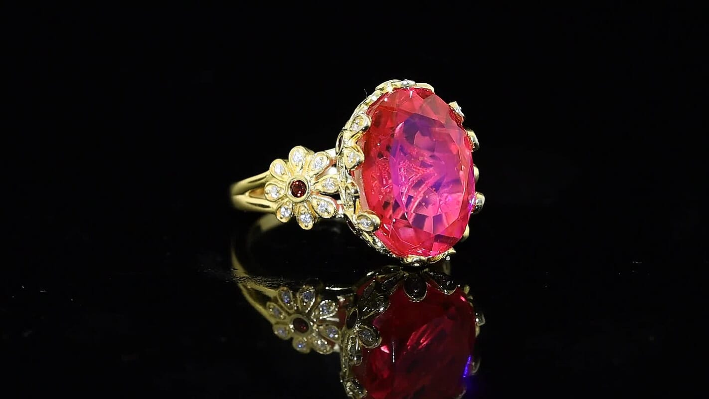 EverTrue Volcanic Triplet Quartz and Multi Gemstone 11.00 ctw Ring in 18K YG Plated (Size 7.0)