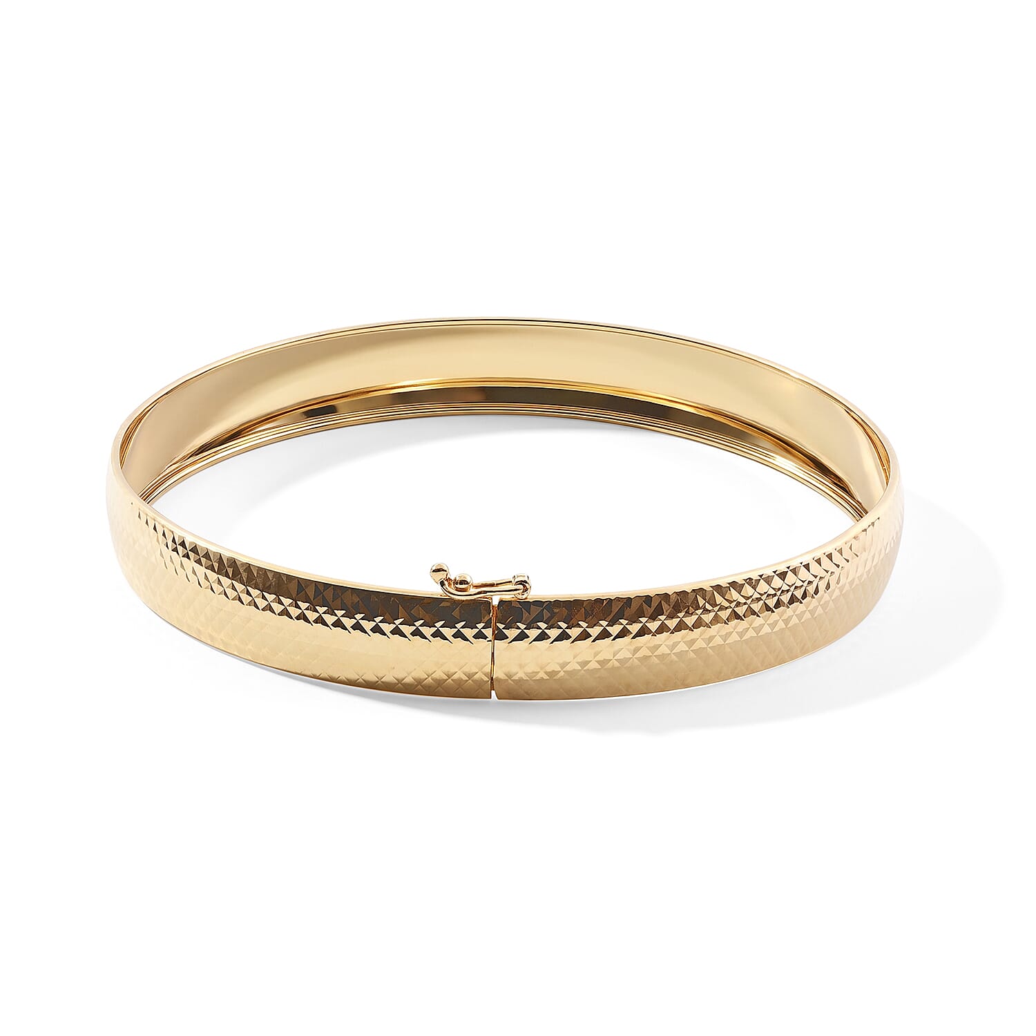 Doorbuster Luxoro Diamond-cut Bangle Bracelet in 10K Yellow Gold (7.25 In) 4.65 Grams