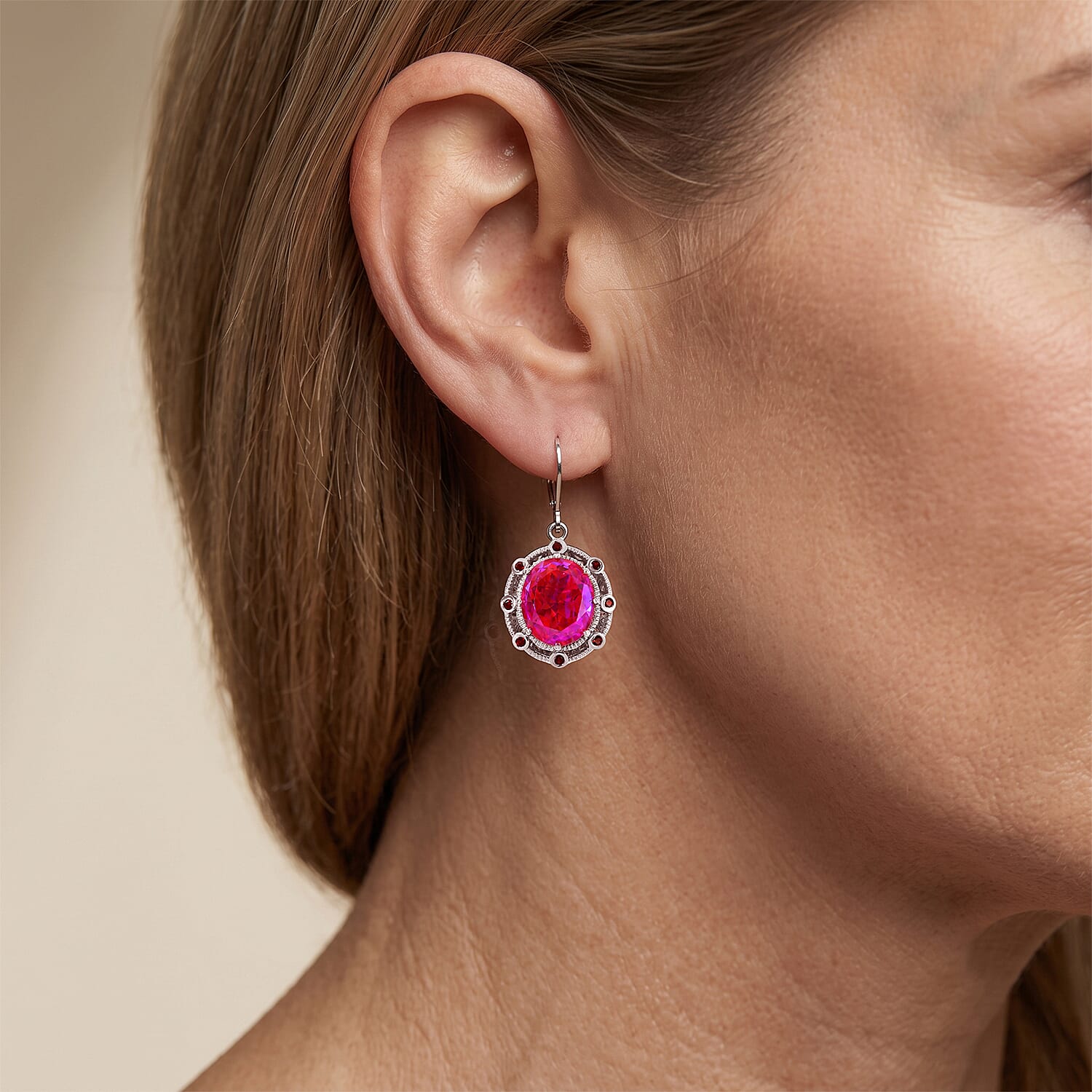 EverTrue Volcanic Quartz (Triplet) and Mozambique Garnet 12.30 ctw Earrings in Platinum Bond