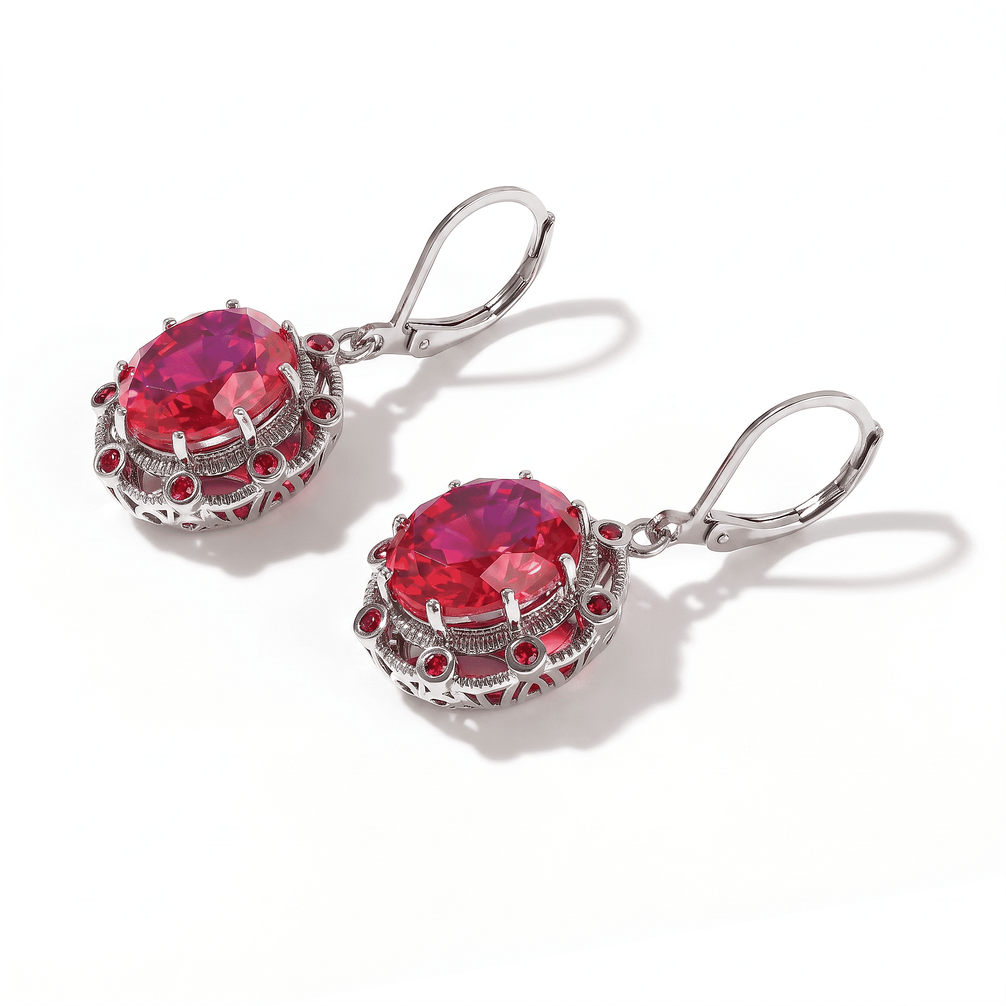 EverTrue Volcanic Quartz (Triplet) and Mozambique Garnet 12.30 ctw Earrings in Platinum Bond