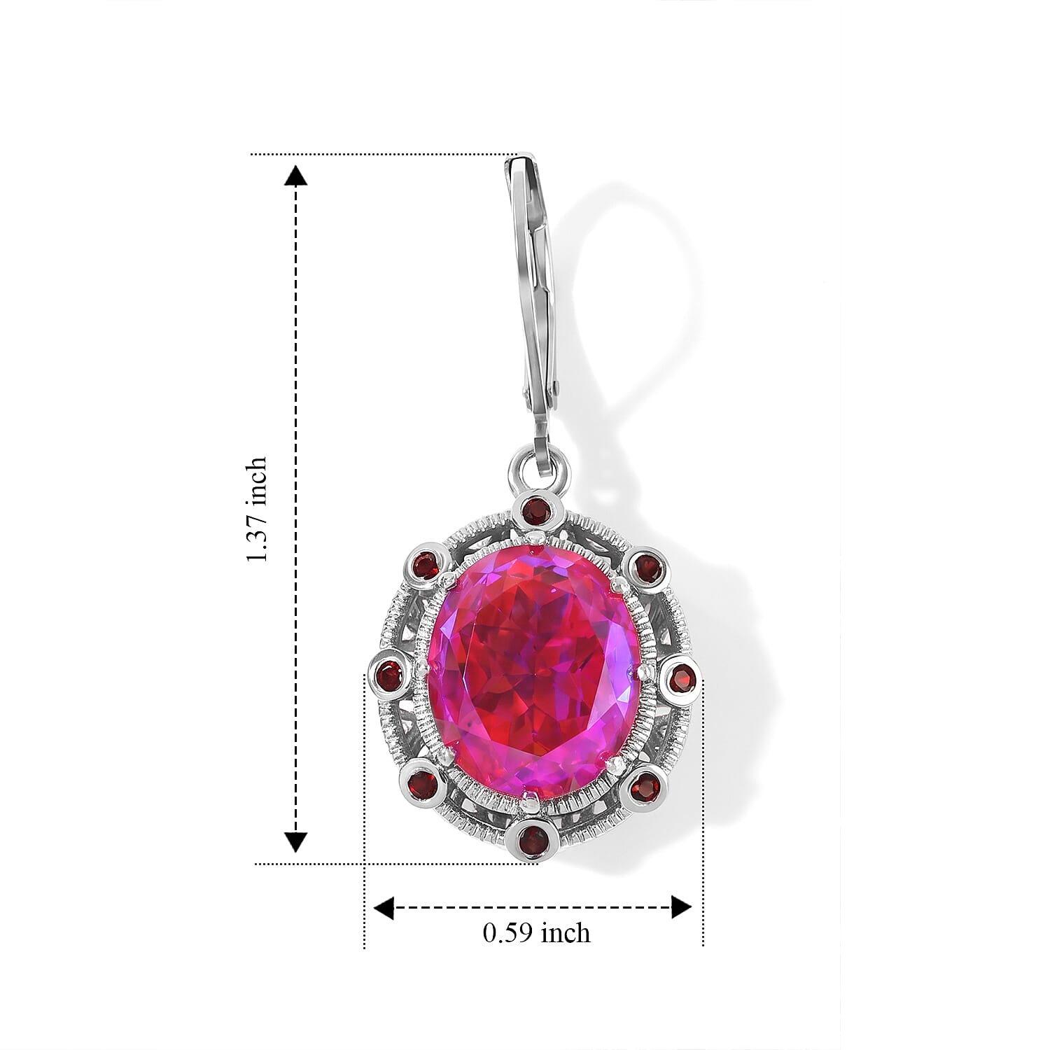 EverTrue Volcanic Quartz (Triplet) and Mozambique Garnet 12.30 ctw Earrings in Platinum Bond